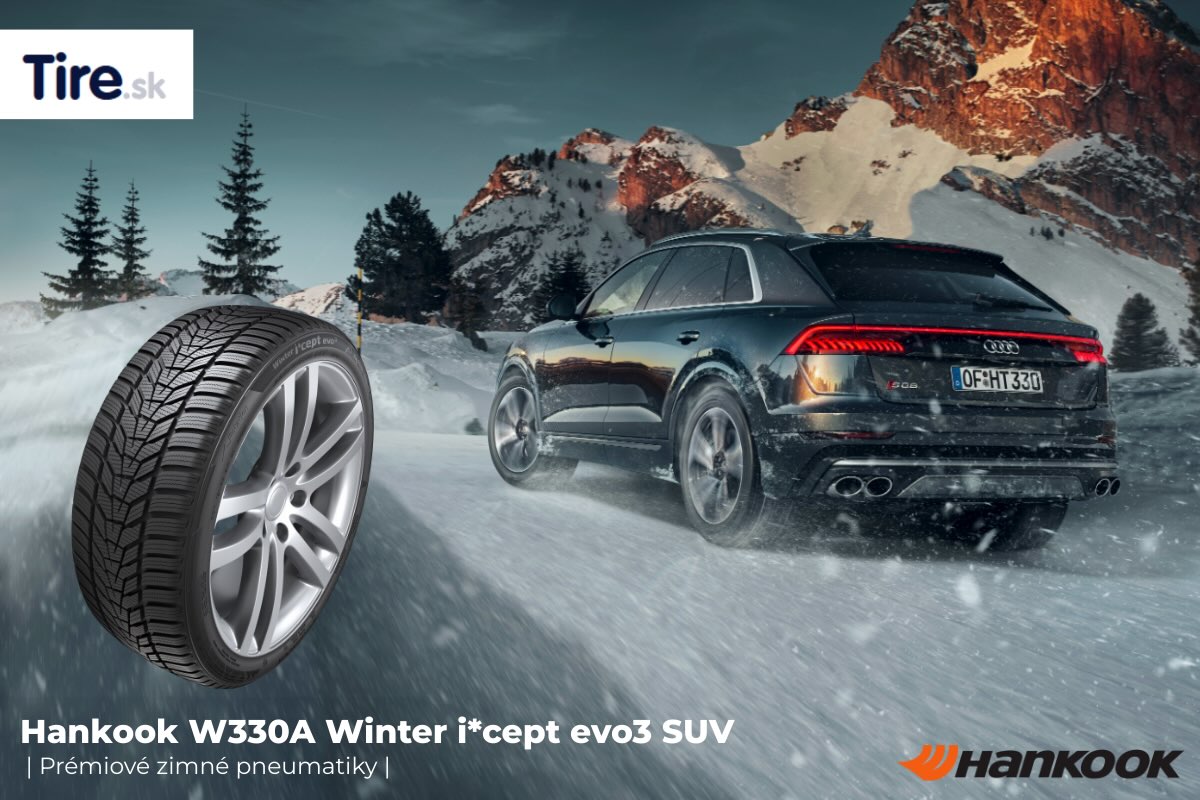 Detail dezénu Hankook W330A Winter i*cept evo3 SUV Detail dezénu Hankook W330A Winter i*cept evo3 SUV so smerovým vzorom a 3D lamelami pre silný záber a bezpečnejšie brzdenie v zime.